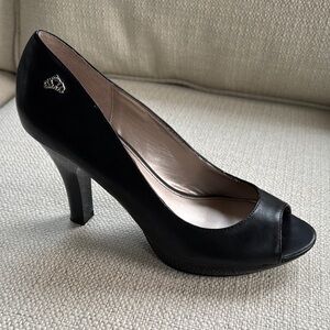 Elegant Black Patent Peep-Toe Heels